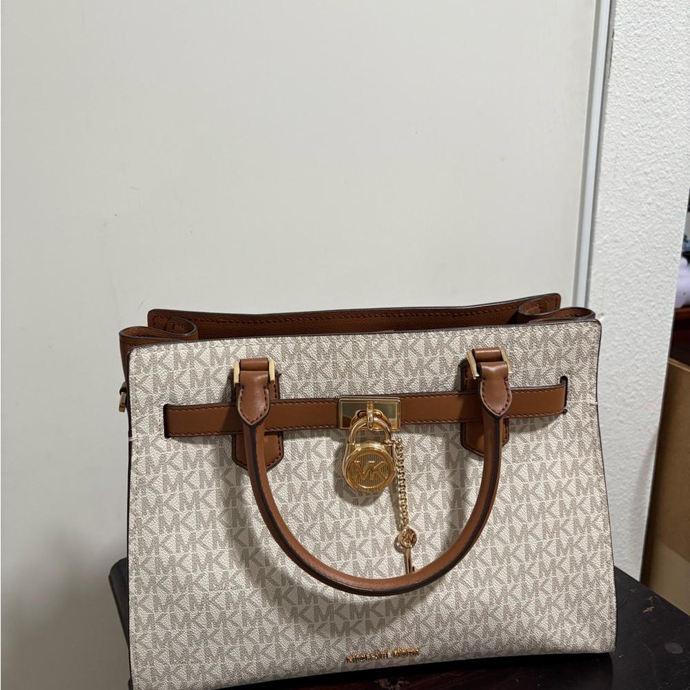 Michael Kors Cream and Tan Satchel